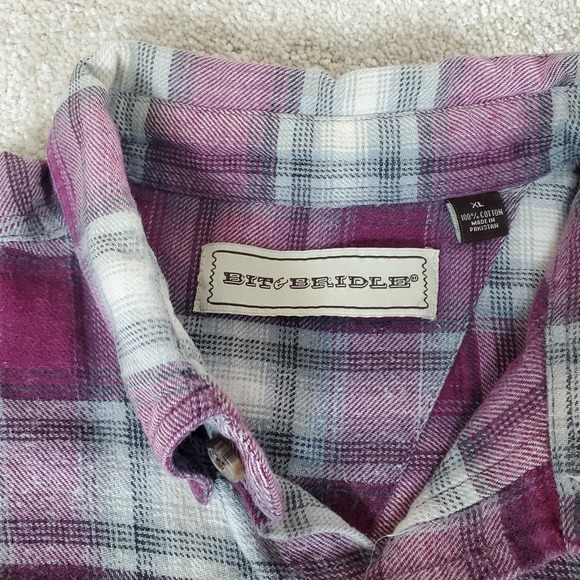 Bit & Bridle Flannel Shirt Men's Plaid Long Sleeve Size XL Button Down - Picture 6 of 10